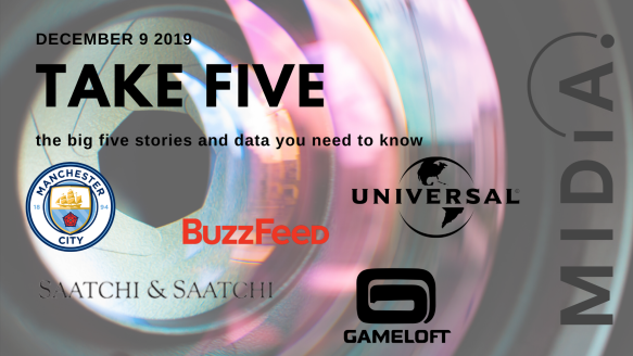Take Five (the big five stories and data you need to know) December 9th 2019